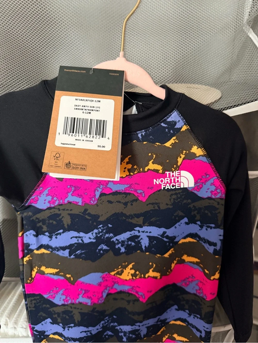 The North Face Kids One-Piece Swimsuit - Black with Pink, Blue & Yellow Pattern